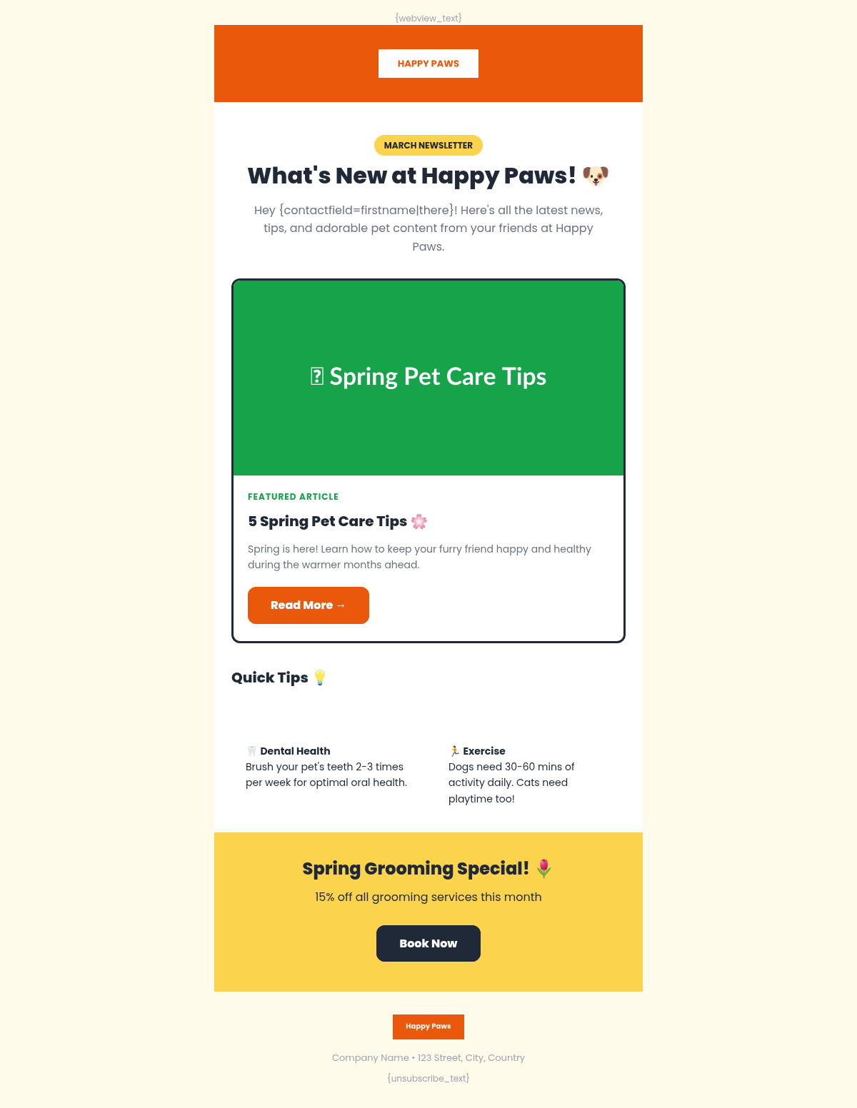 Happy Paws Newsletter - Email Template