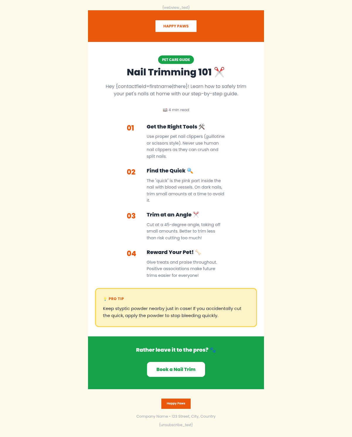 Happy Paws Educational - Email Template Preview