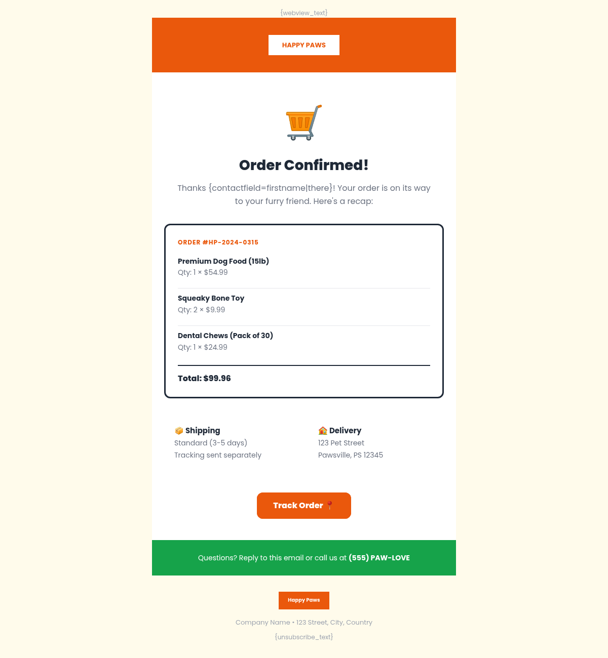 Happy Paws Transactional - Email Template