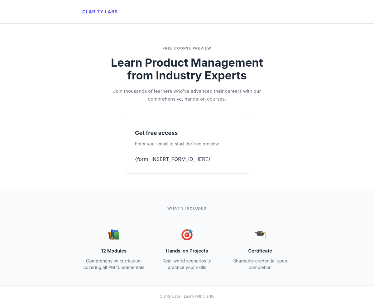 Clarity Labs Lead Capture - Page Template