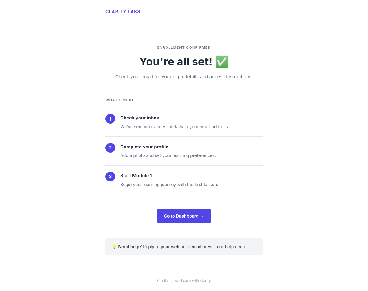 Clarity Labs Thank You - Email Template Preview