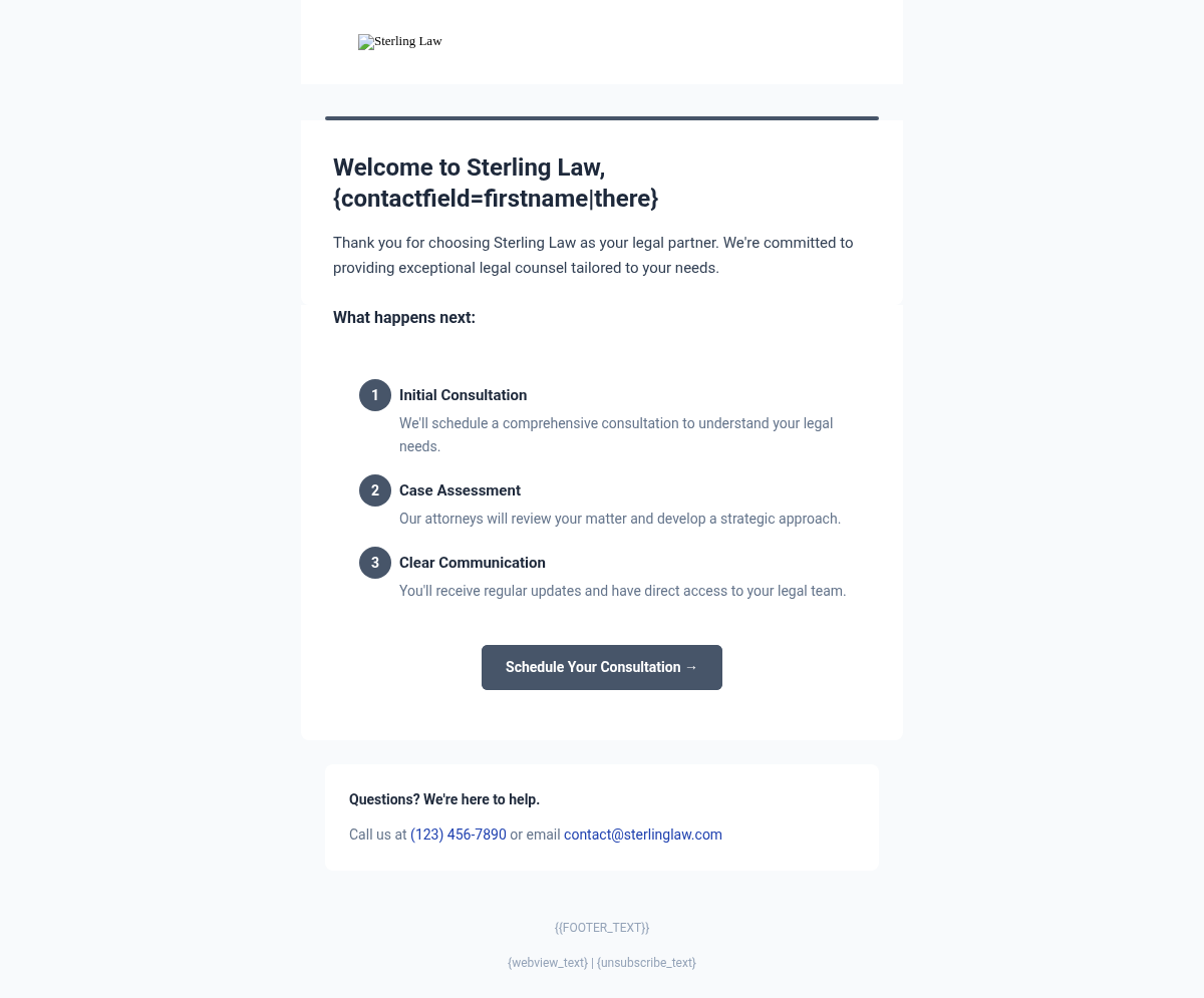 Sterling Law Welcome - Email Template