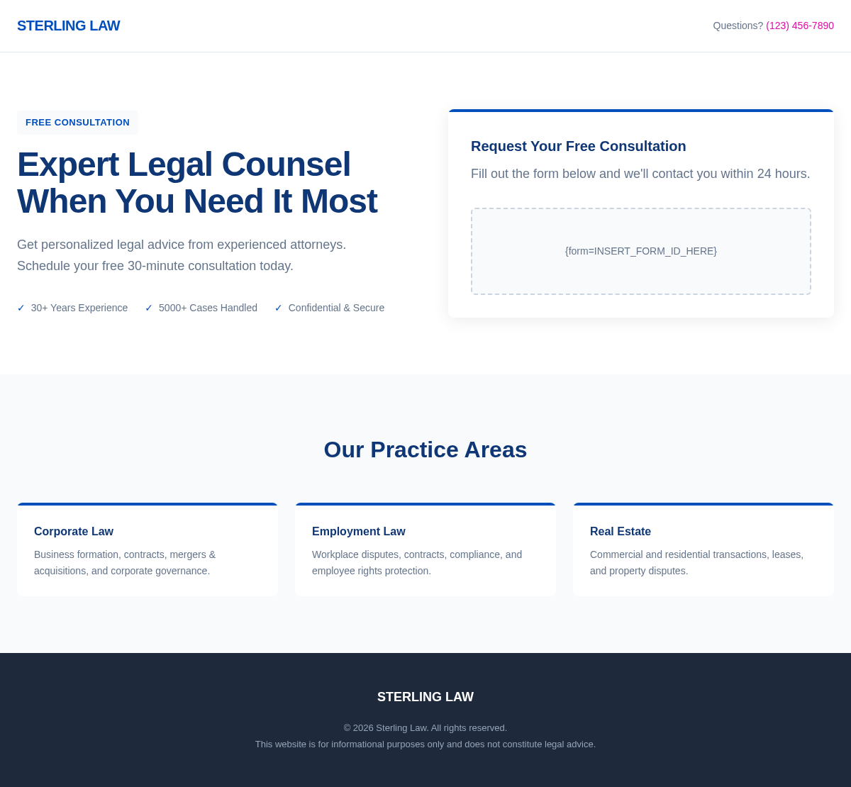 Sterling Law Lead Capture - Page Template