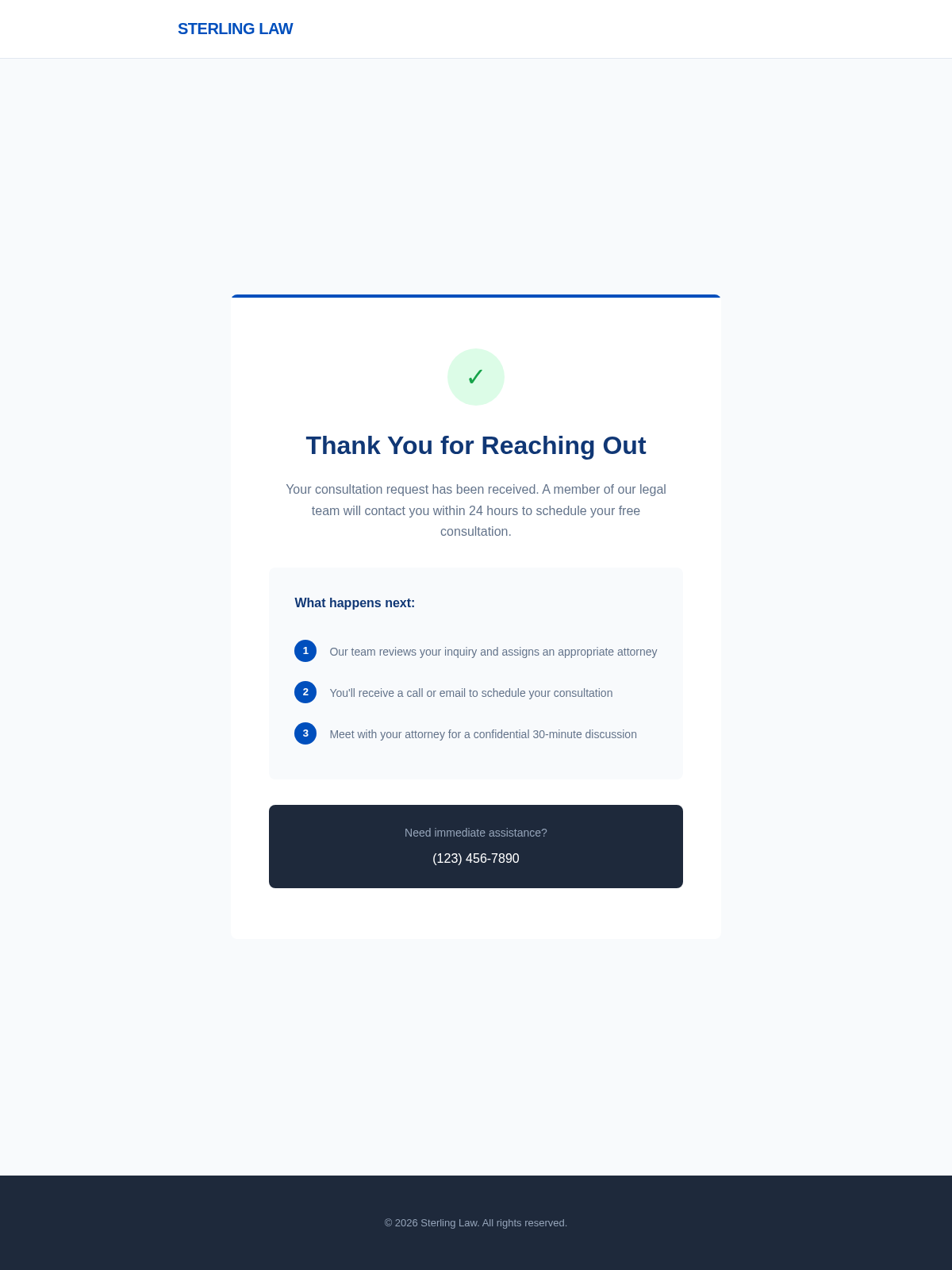 Sterling Law Thank You - Email Template Preview