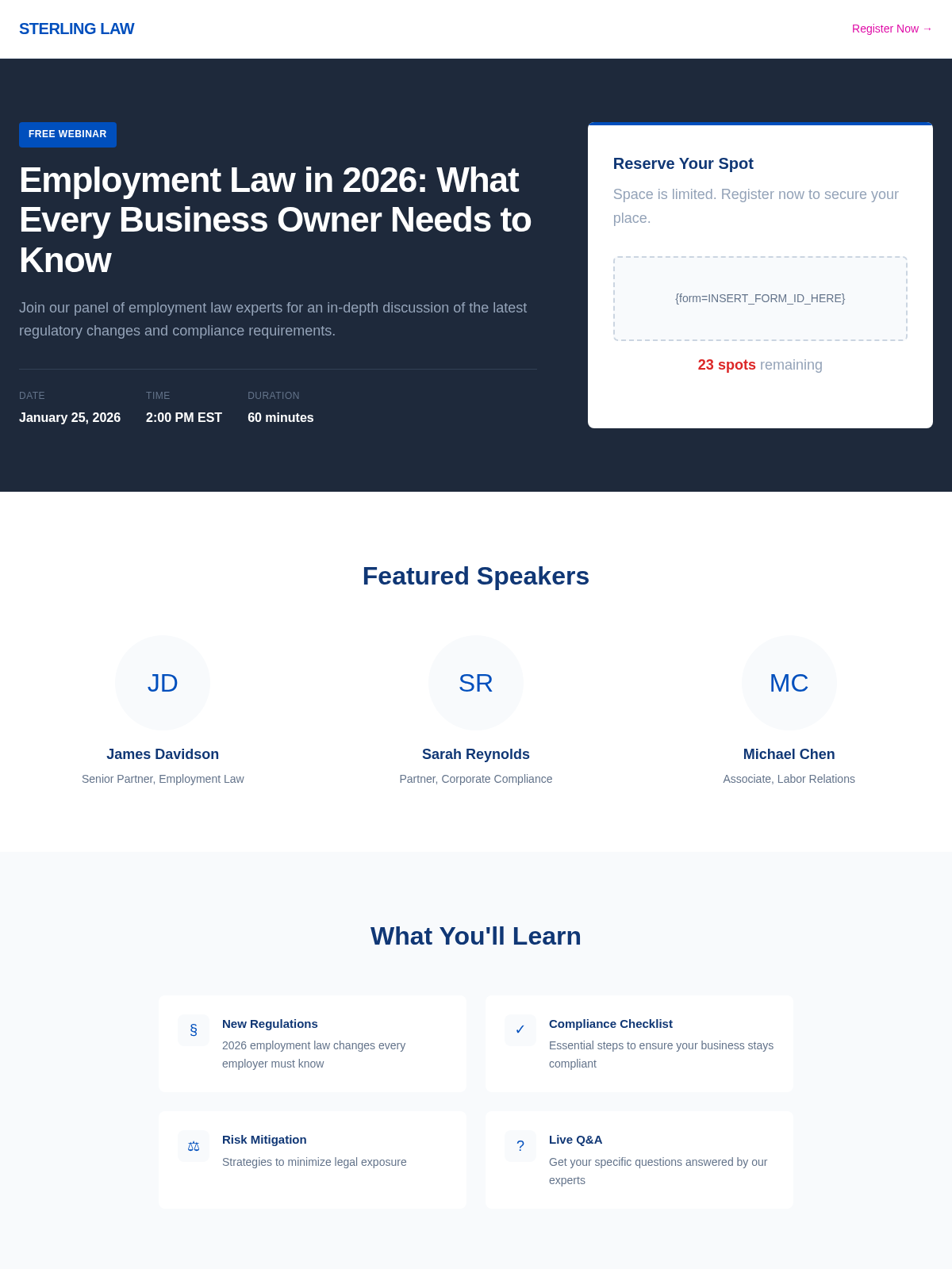 Sterling Law Webinar