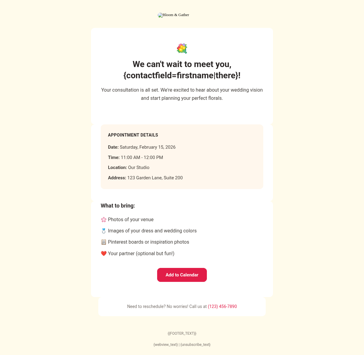 Bloom Gather Consultation - Email Template