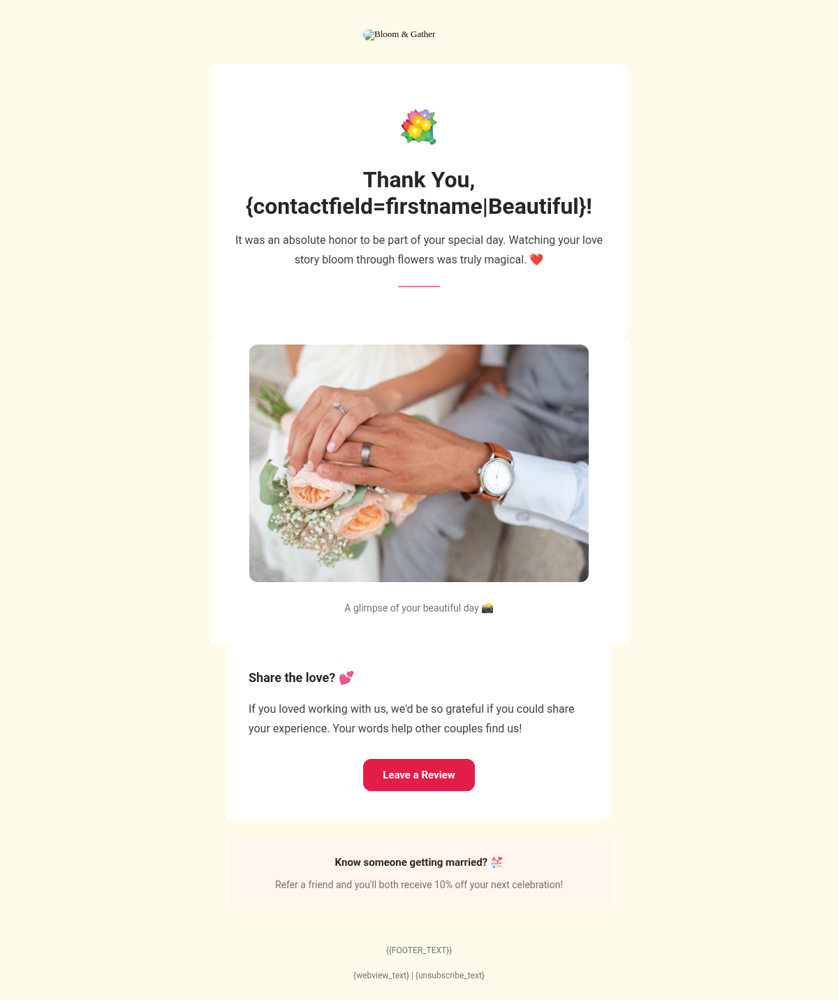 Bloom Gather Thank You - Email Template