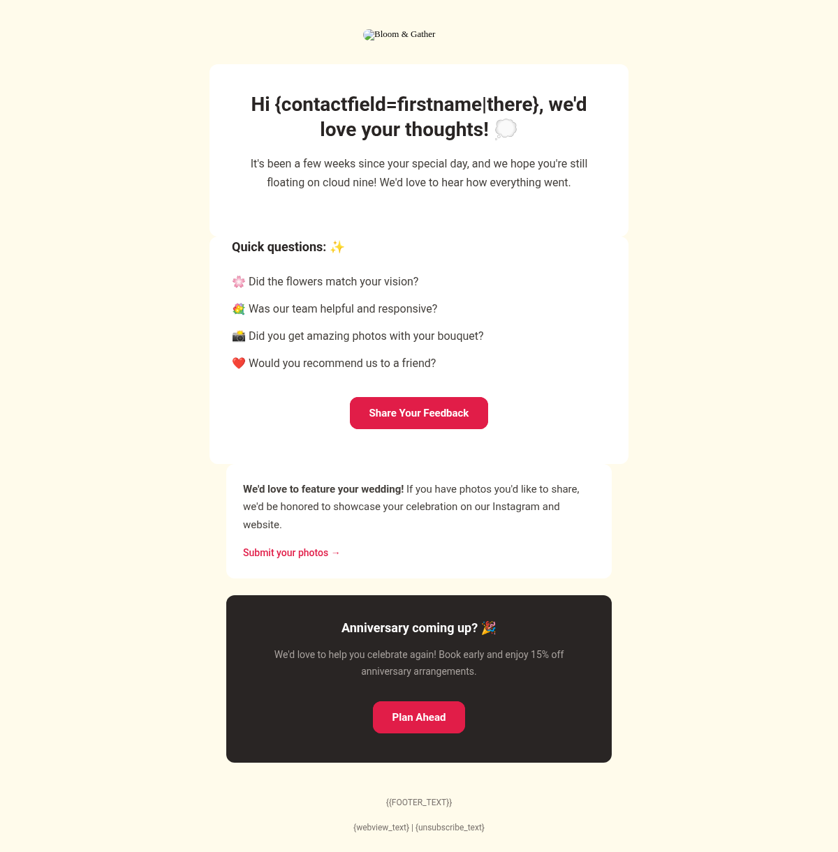 Bloom Gather Follow Up - Email Template