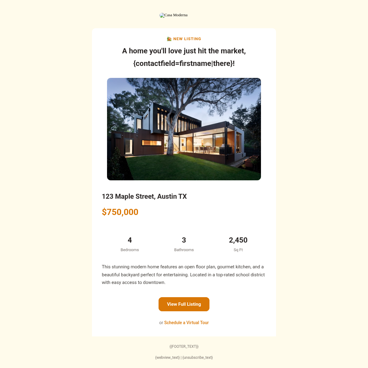 Casa Moderna Listing Alert