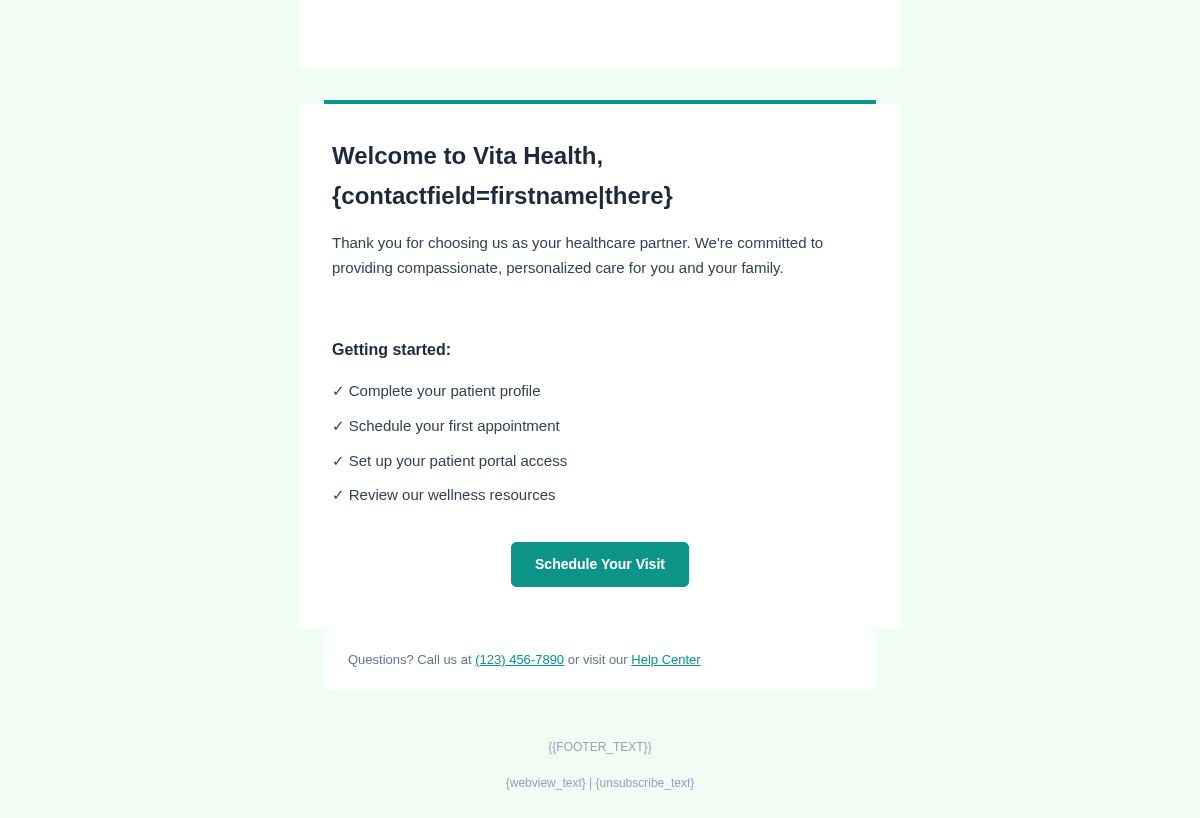 Vita Health Welcome - Email Template