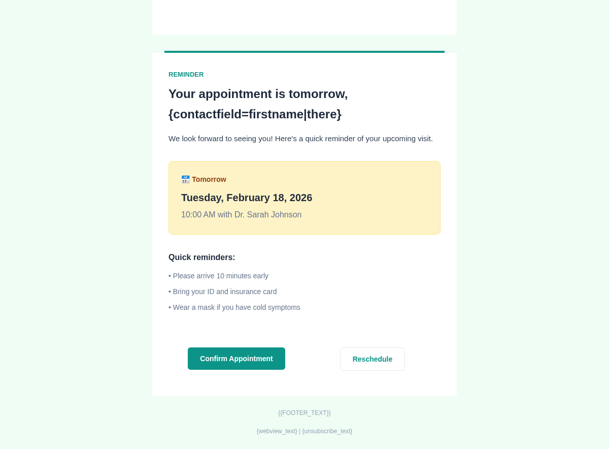 Vita Health Reminder - Email Template Preview