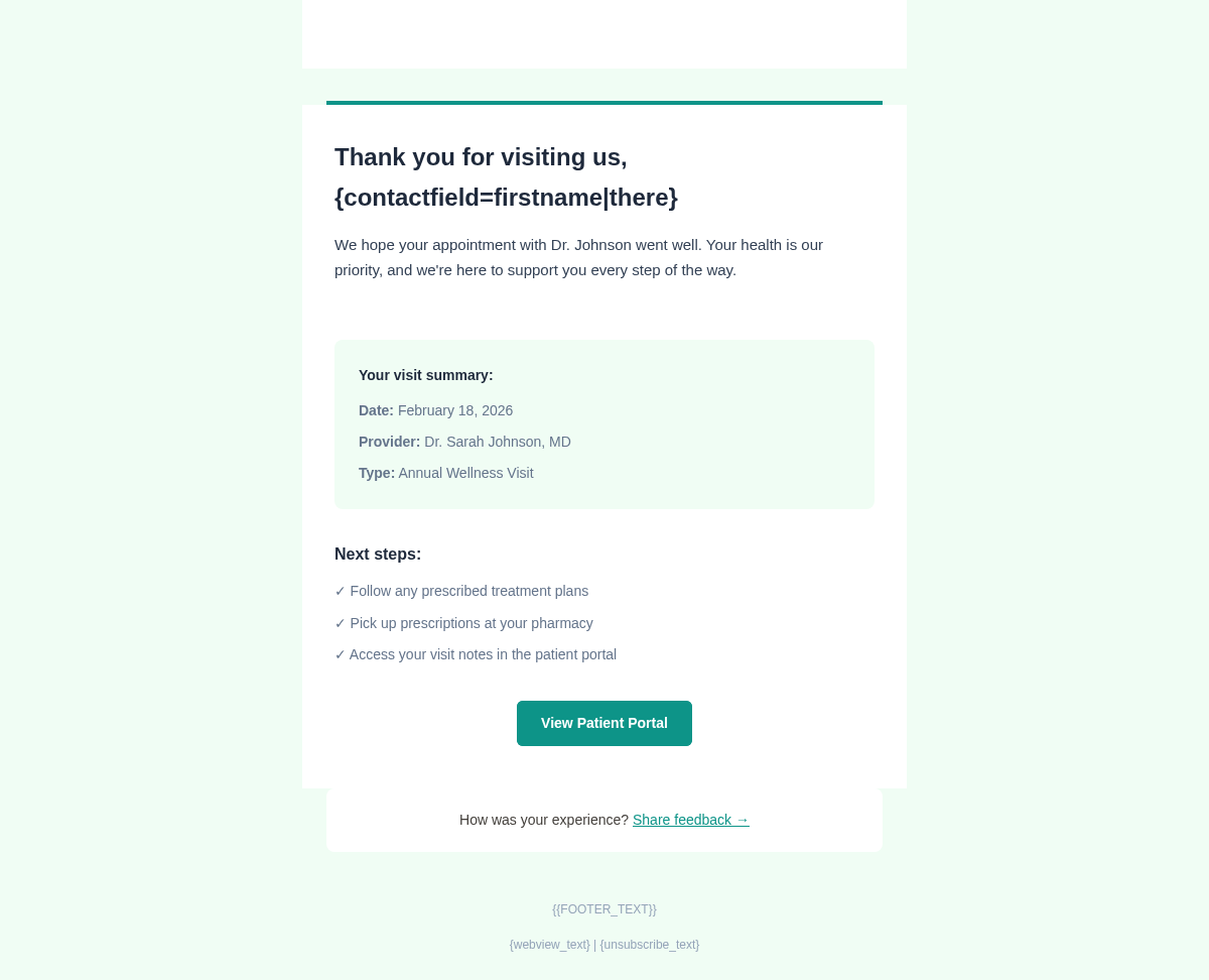 Vita Health Follow Up - Email Template