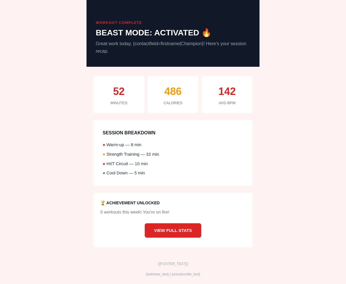 Iron Temple Workout - Email Template Preview