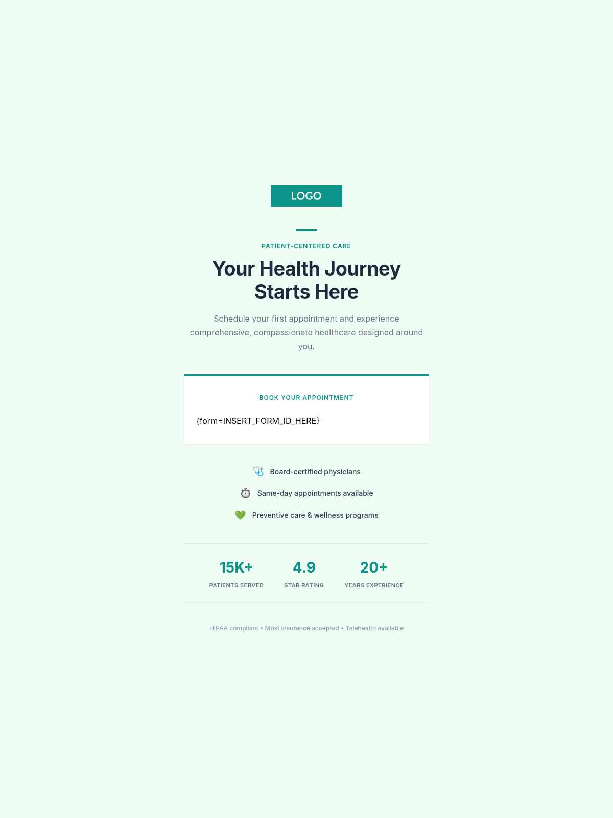 Vita Health Lead Capture - Page Template