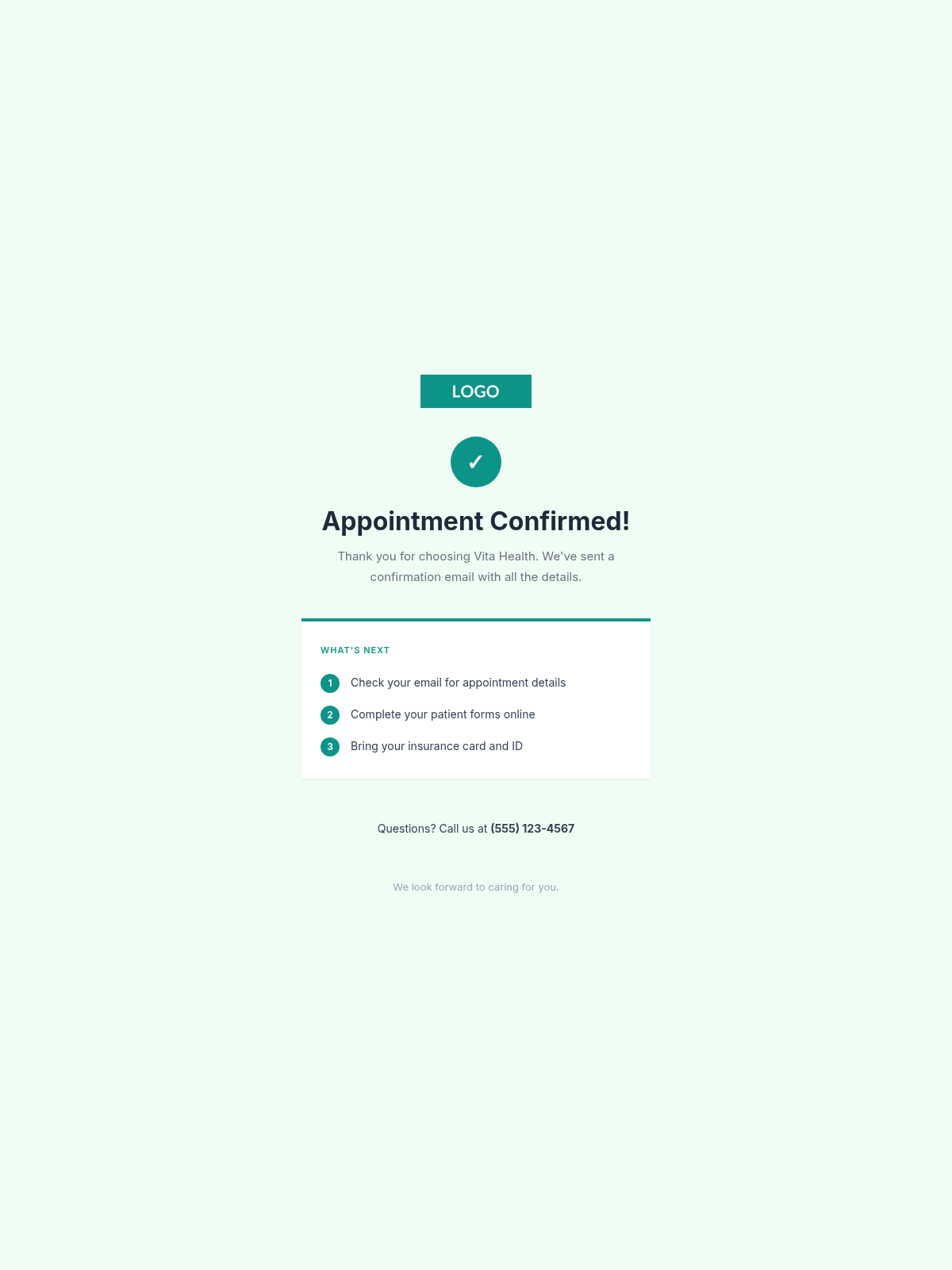 Vita Health Thank You - Email Template Preview