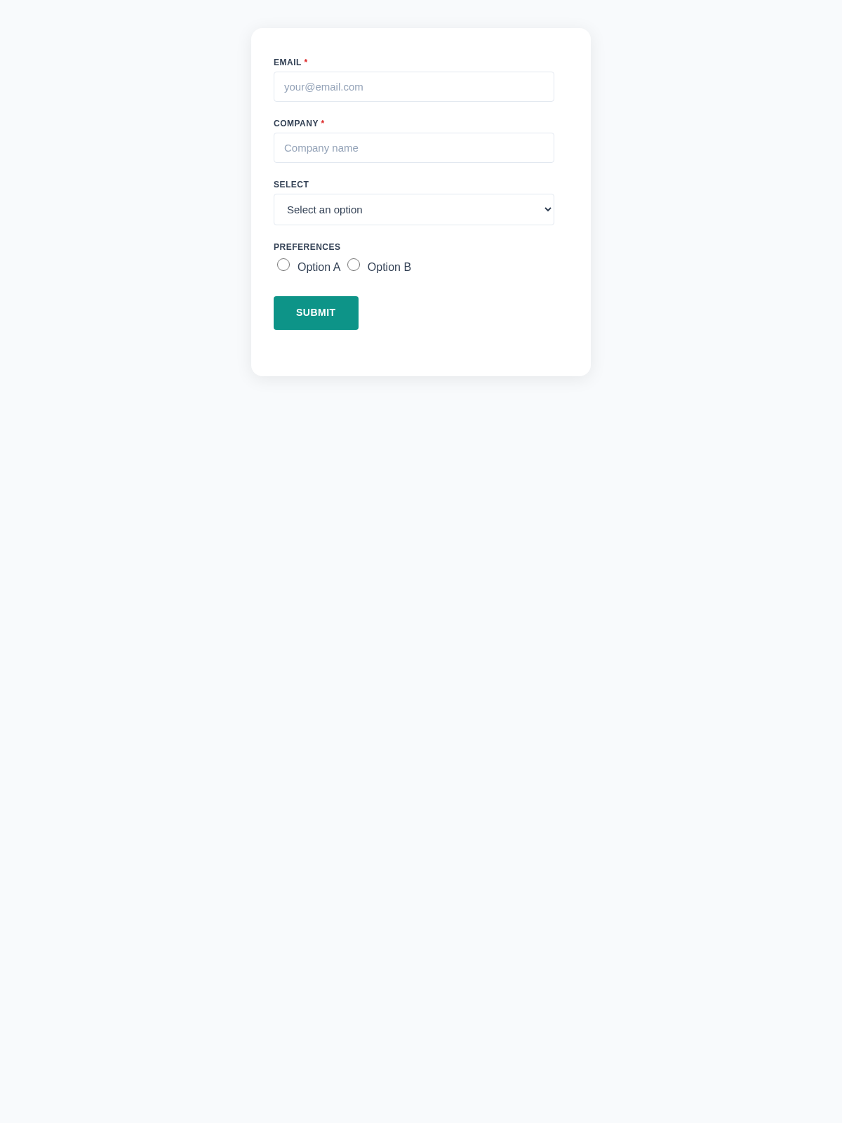 Vita Health Form - Email Template Preview
