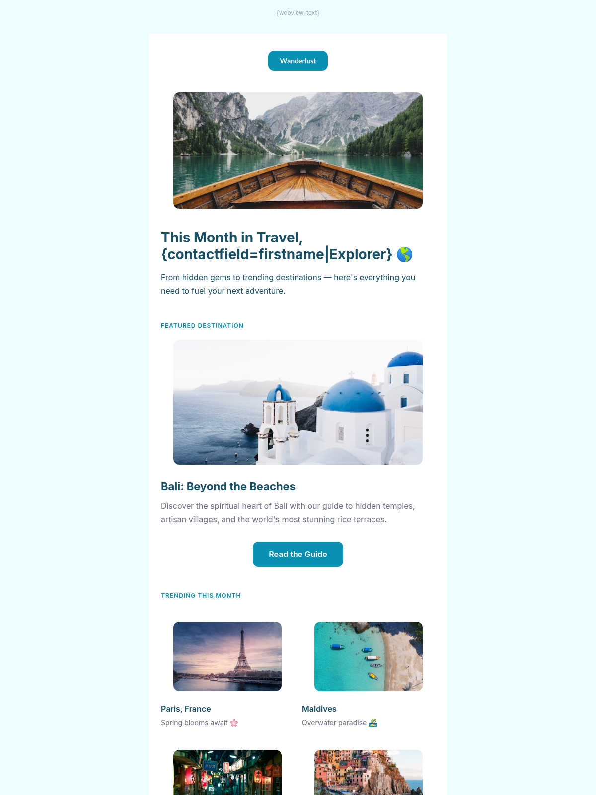 Wanderlust Voyages Newsletter - Email Template