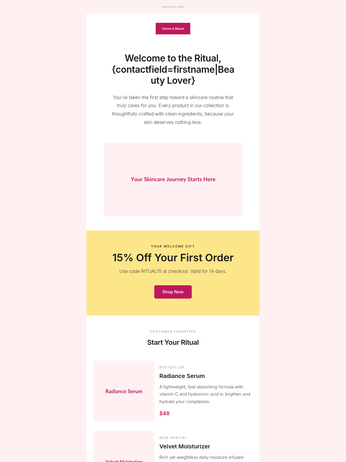 Velvet Bloom Welcome - Email Template