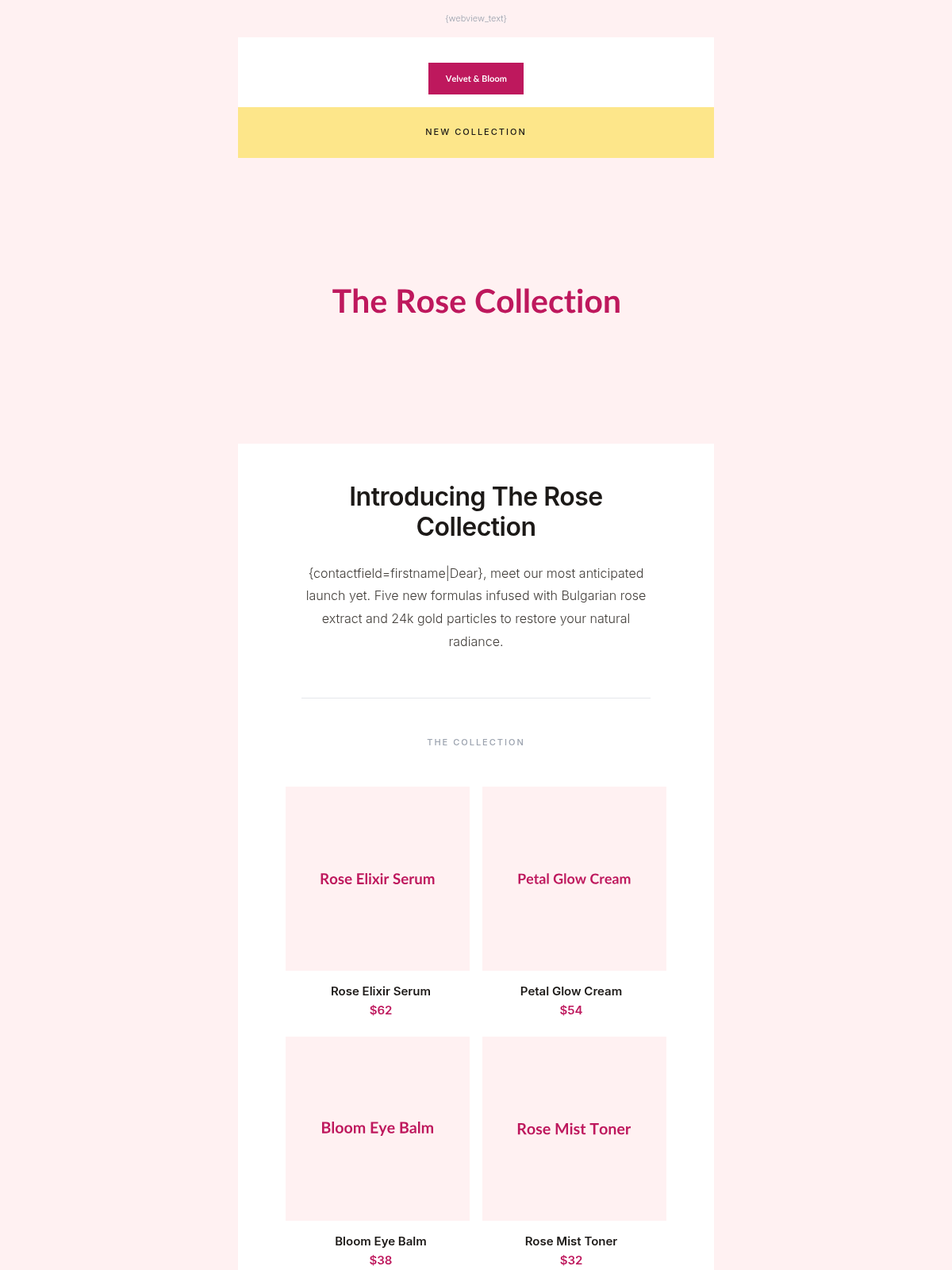 Velvet Bloom Collection Reveal - Email Template