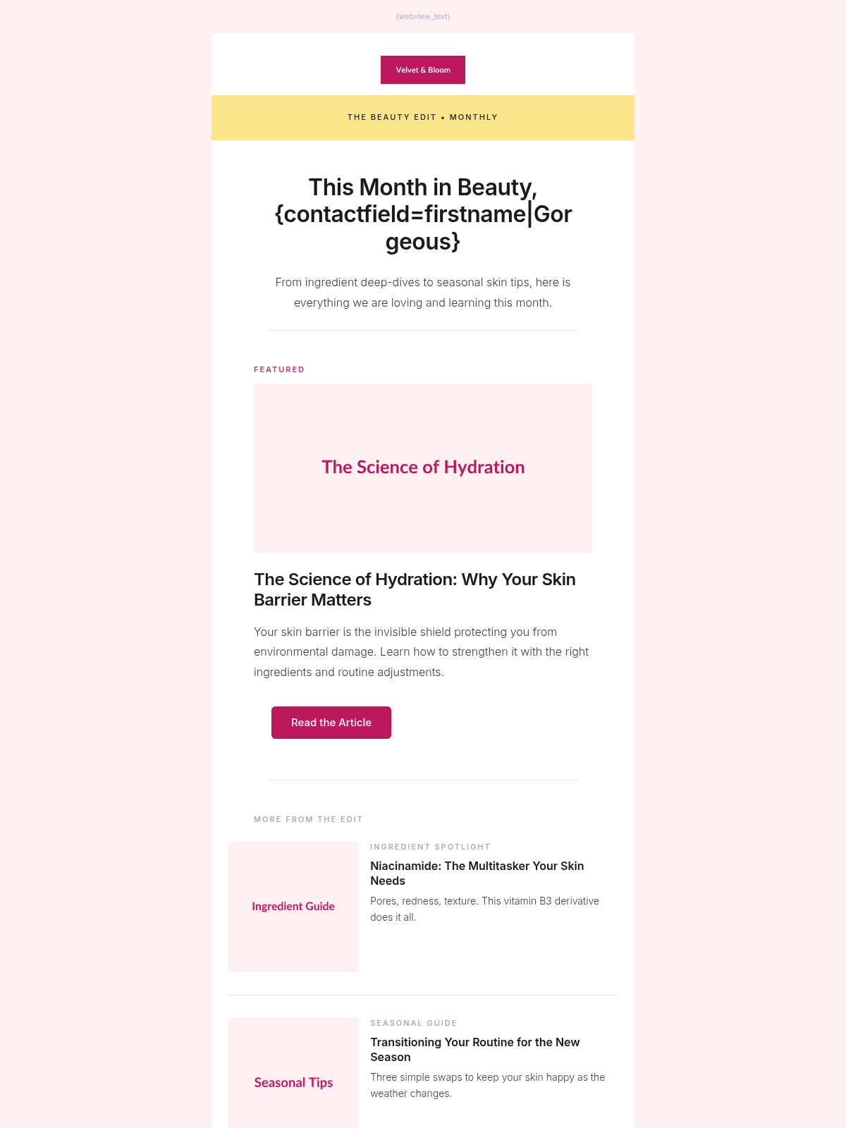 Velvet Bloom Beauty Edit - Email Template