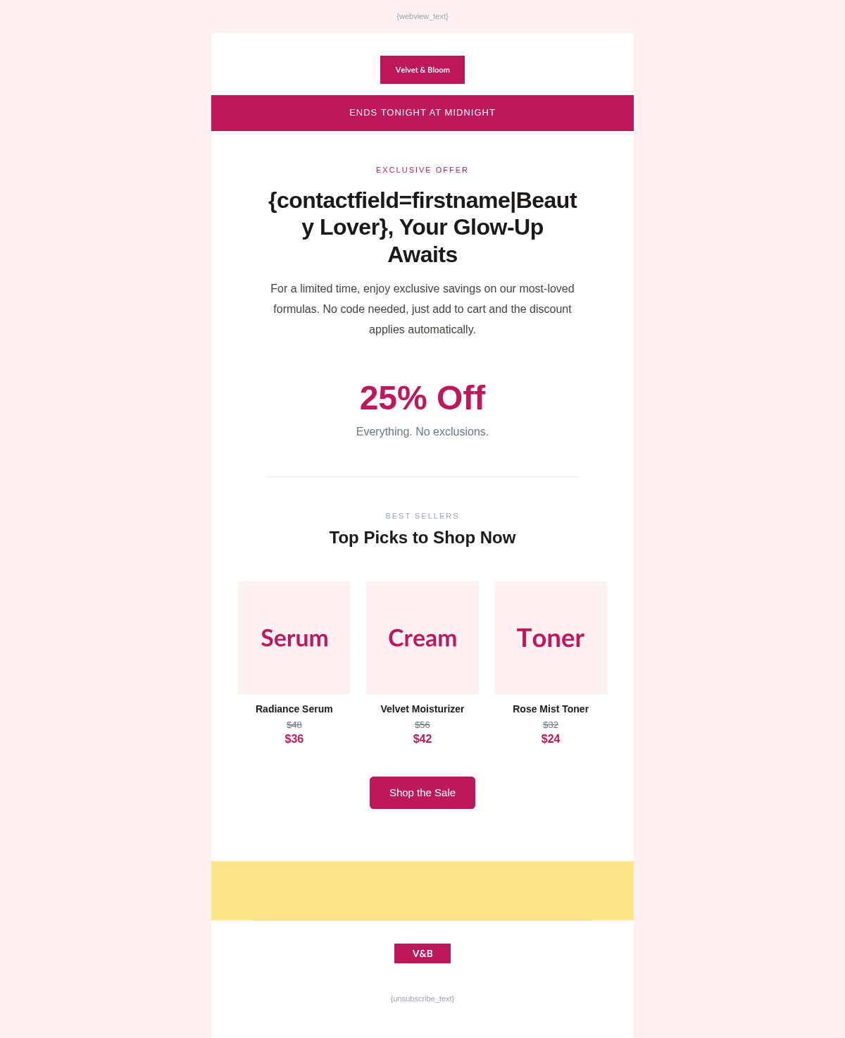 Velvet Bloom Flash Sale - Email Template