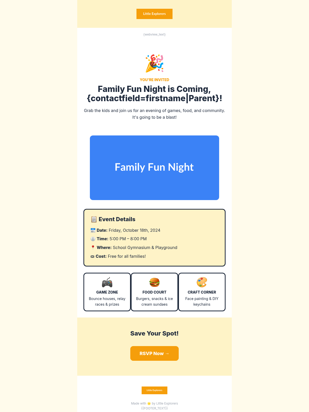 Little Explorers Event - Email Template