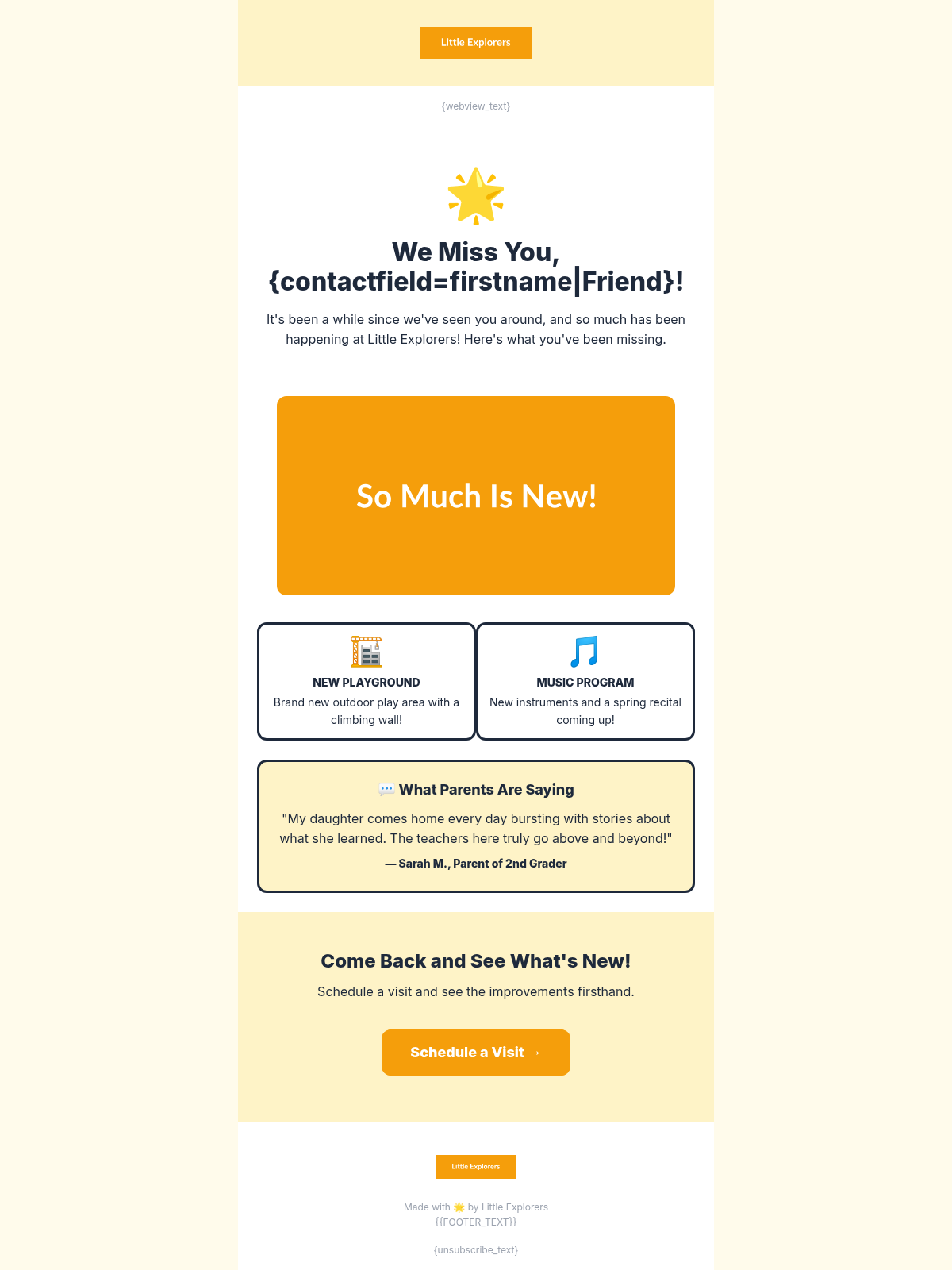 Little Explorers Re Engagement - Email Template