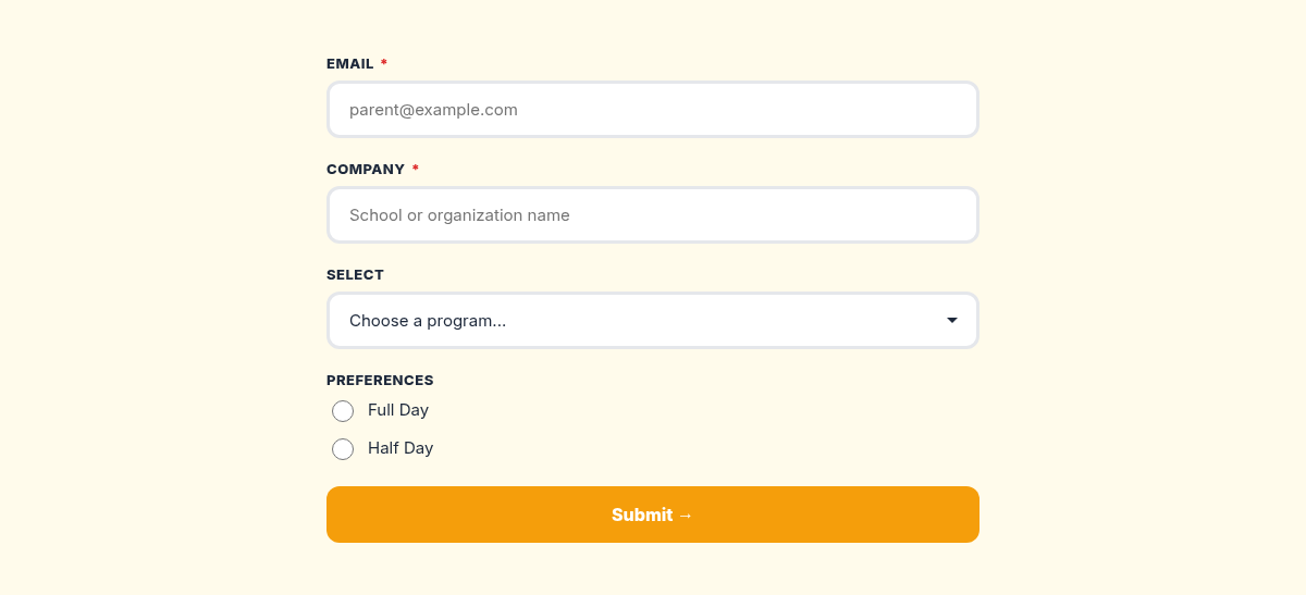 Little Explorers Form - Email Template Preview
