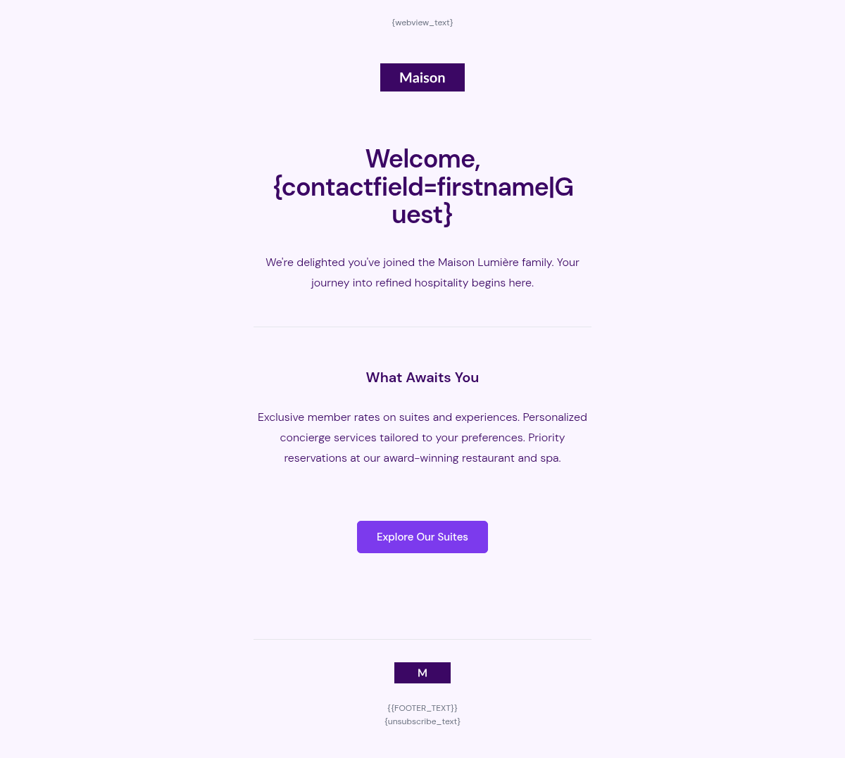 Maison Lumière Welcome - Email Template