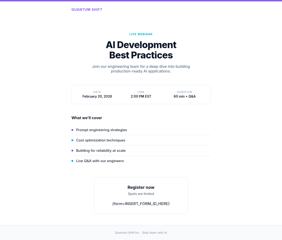 Quantum Shift Event - Email Template
