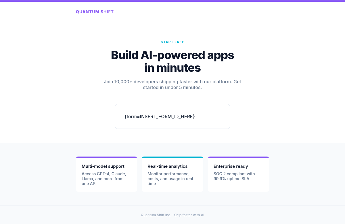 Quantum Shift Lead Capture - Email Template Preview