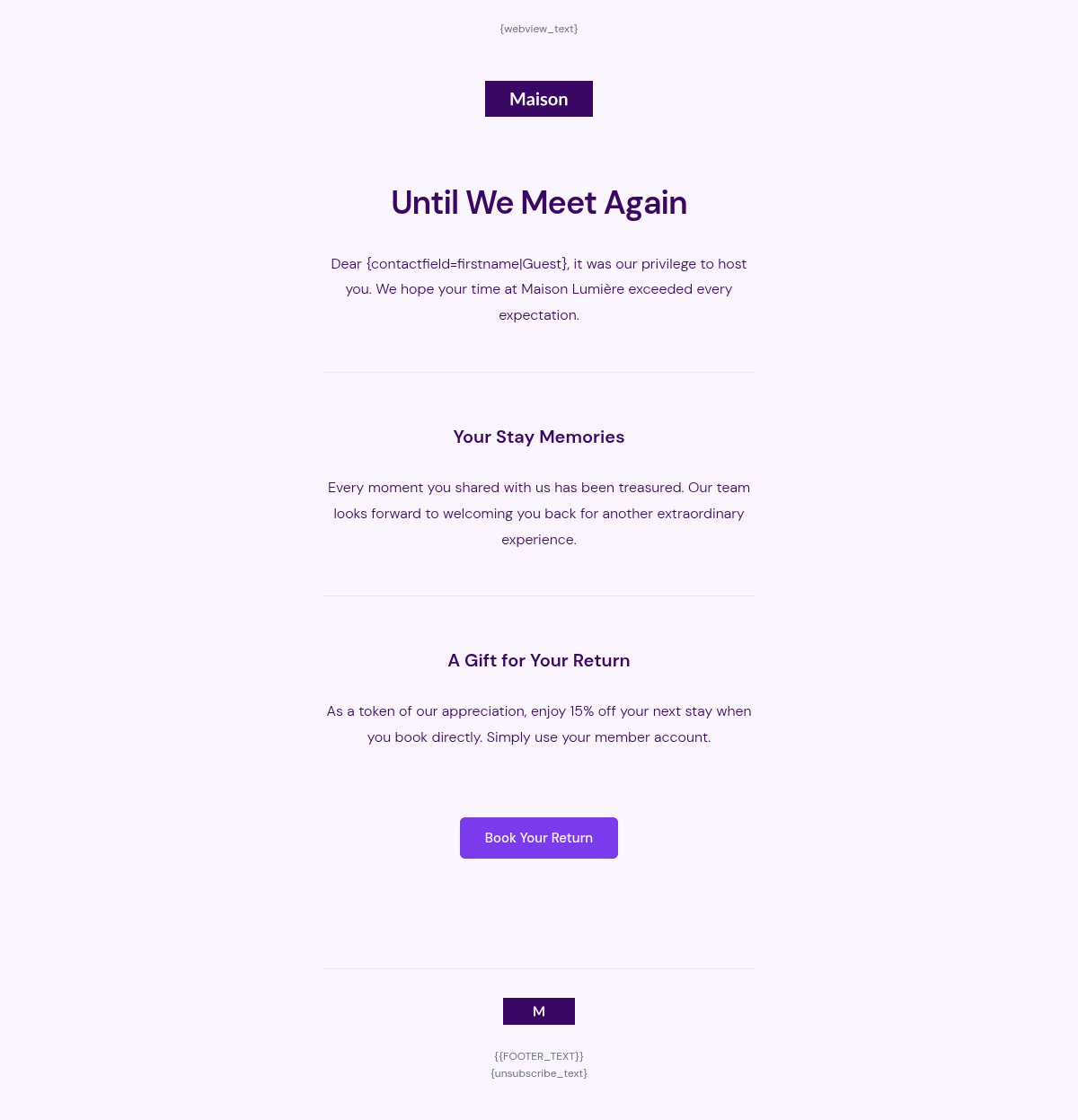 Maison Lumière Thank You - Email Template