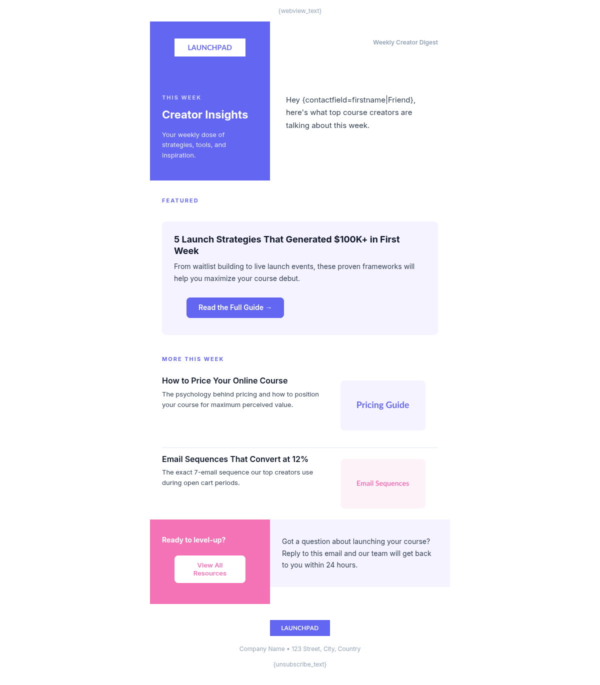 Launchpad Academy Newsletter - Email Template