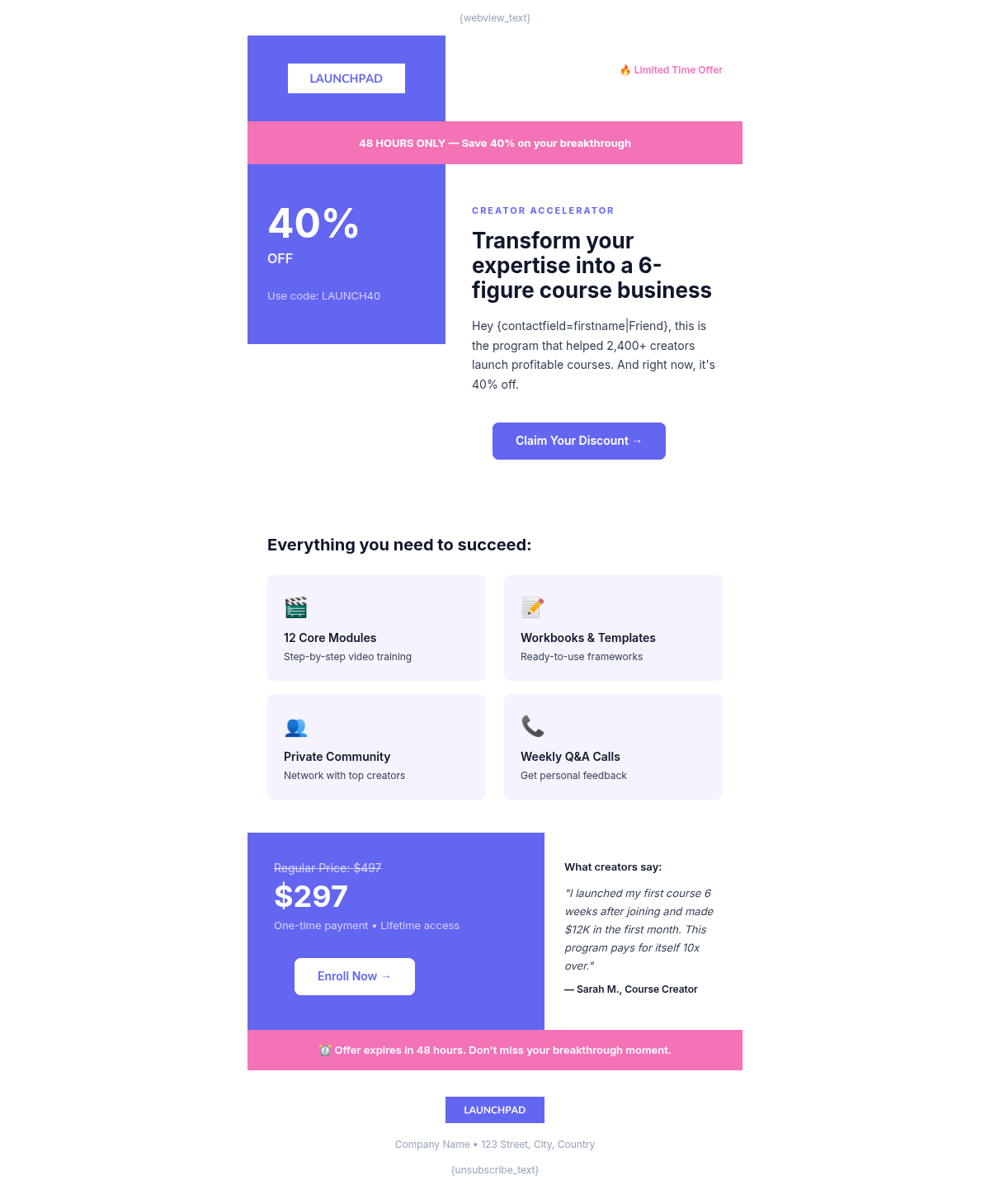 Launchpad Academy Promotional - Email Template