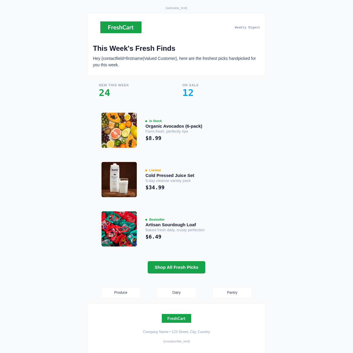 FreshCart Newsletter - Email Template