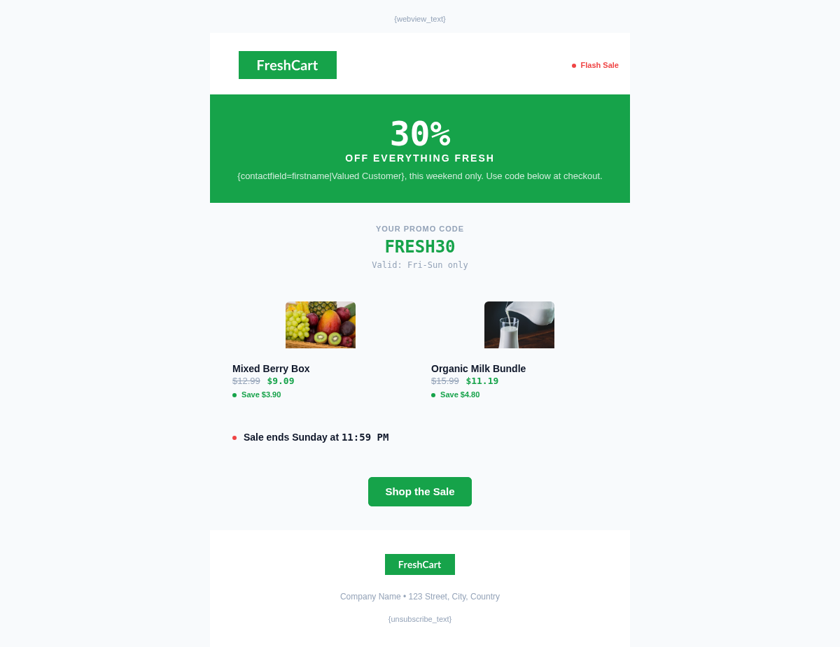 FreshCart Promotional - Email Template