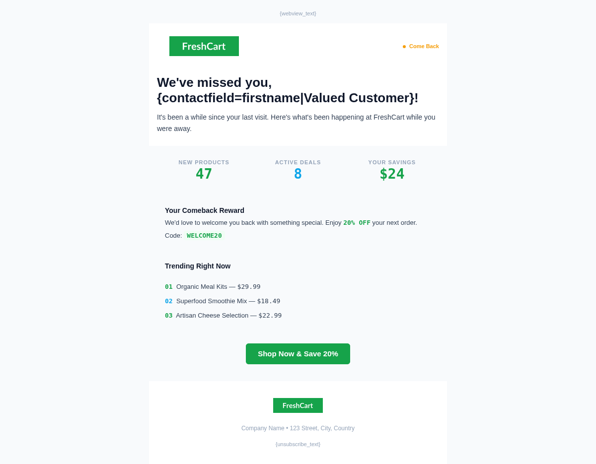 FreshCart Re-engagement - Email Template