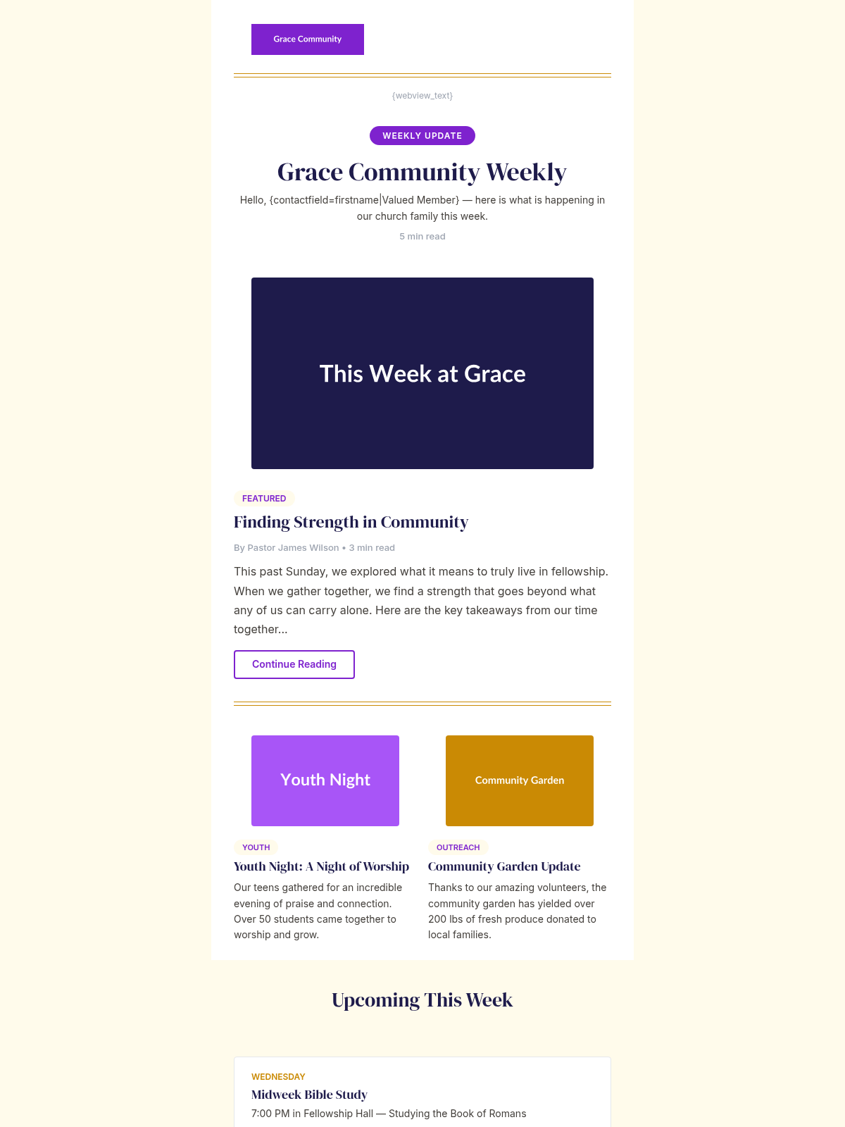 Grace Community Newsletter - Email Template