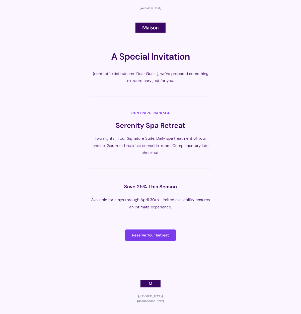 Maison Lumière Promotional - Email Template