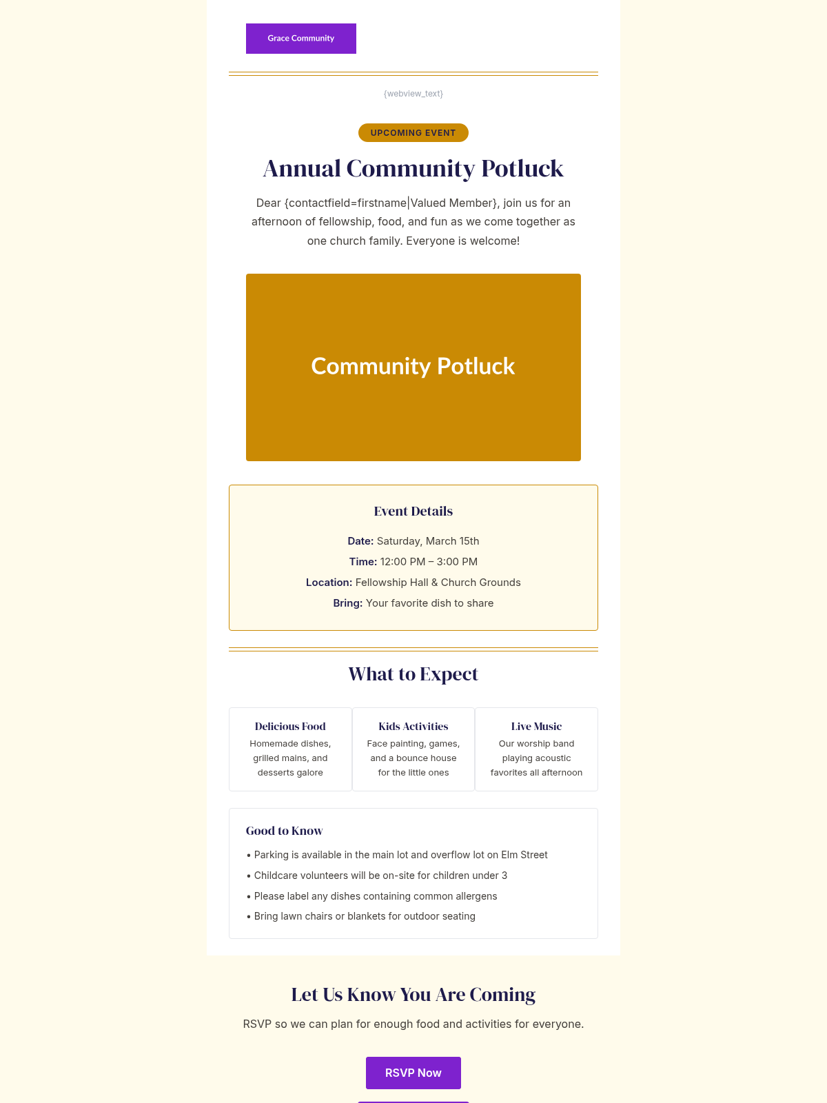 Grace Community Event - Email Template Preview