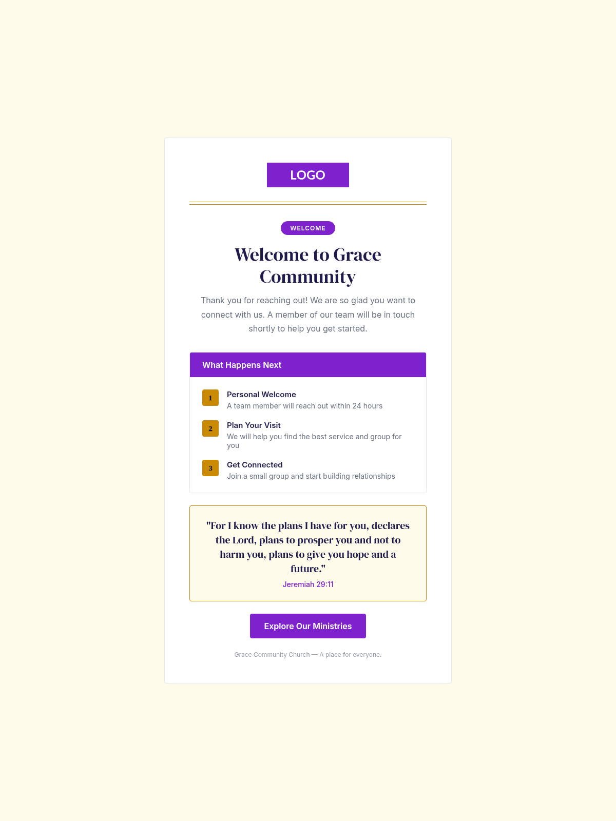 Grace Community Thank You - Email Template Preview