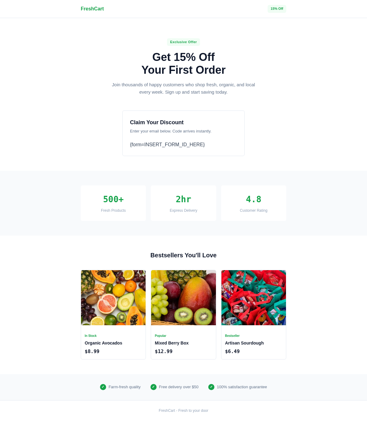 FreshCart Lead Capture - Email Template Preview