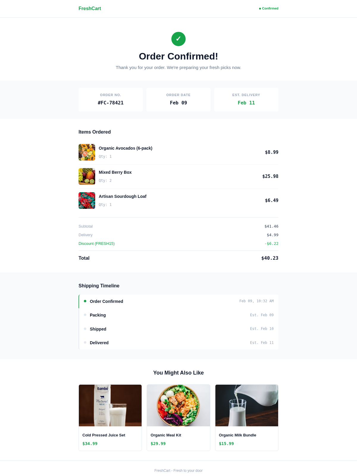 FreshCart Thank You