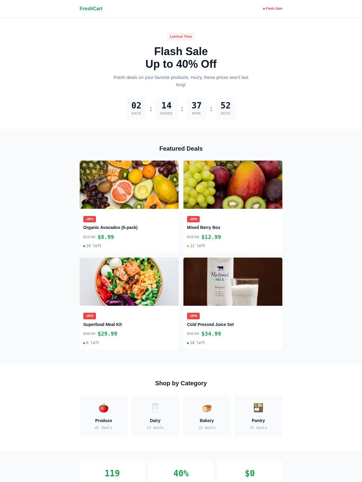 FreshCart Event Page - Email Template Preview