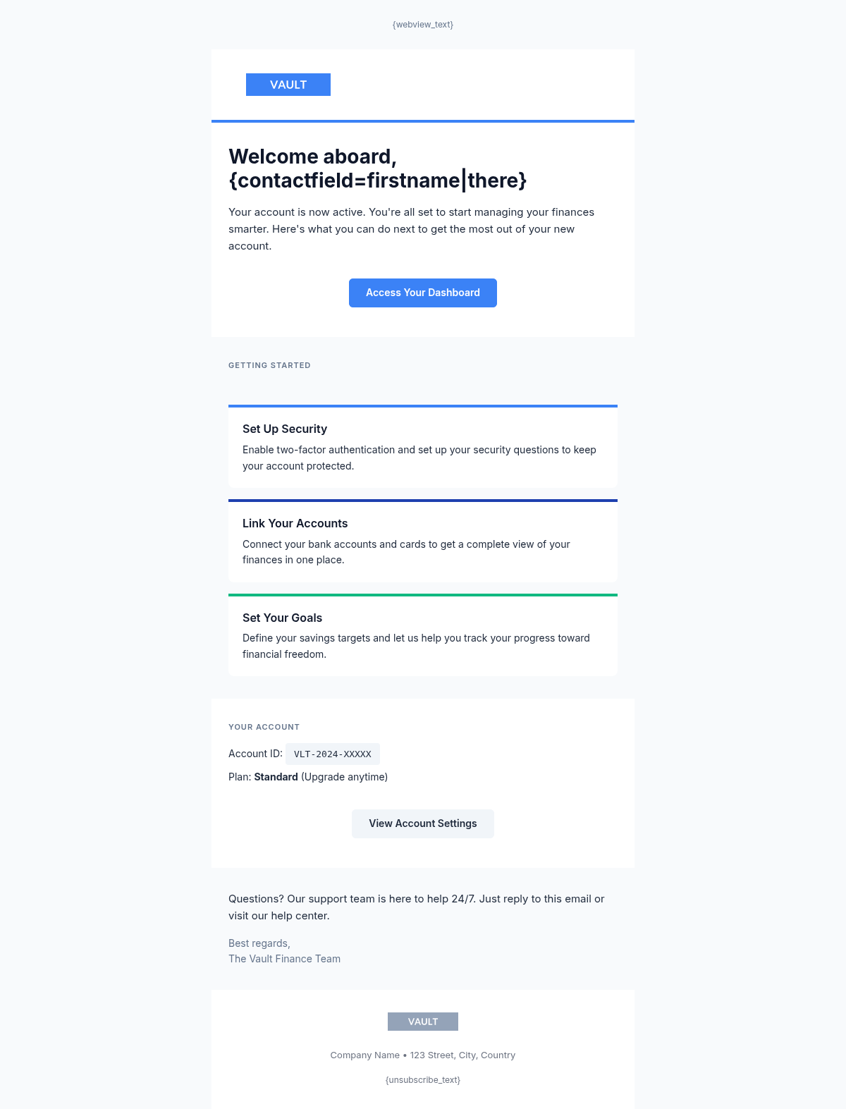 Vault Welcome - Email Template