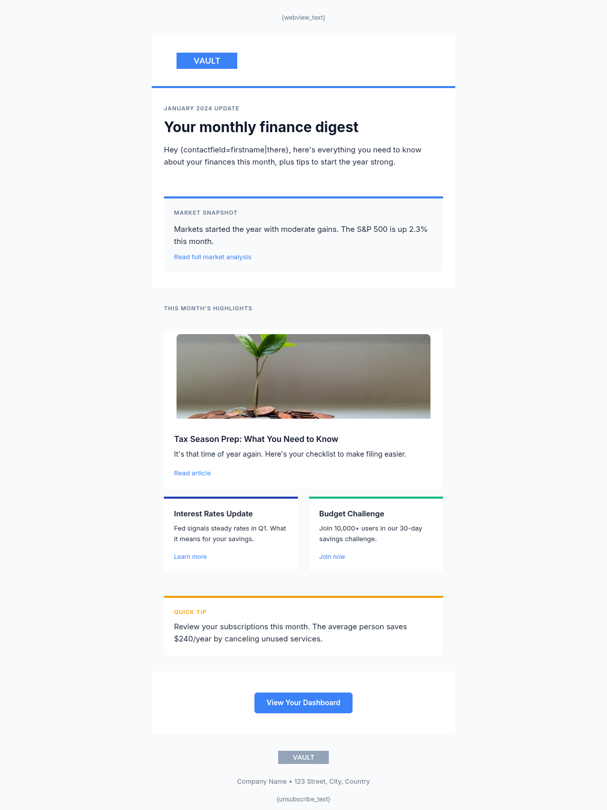 Vault Newsletter - Email Template Preview