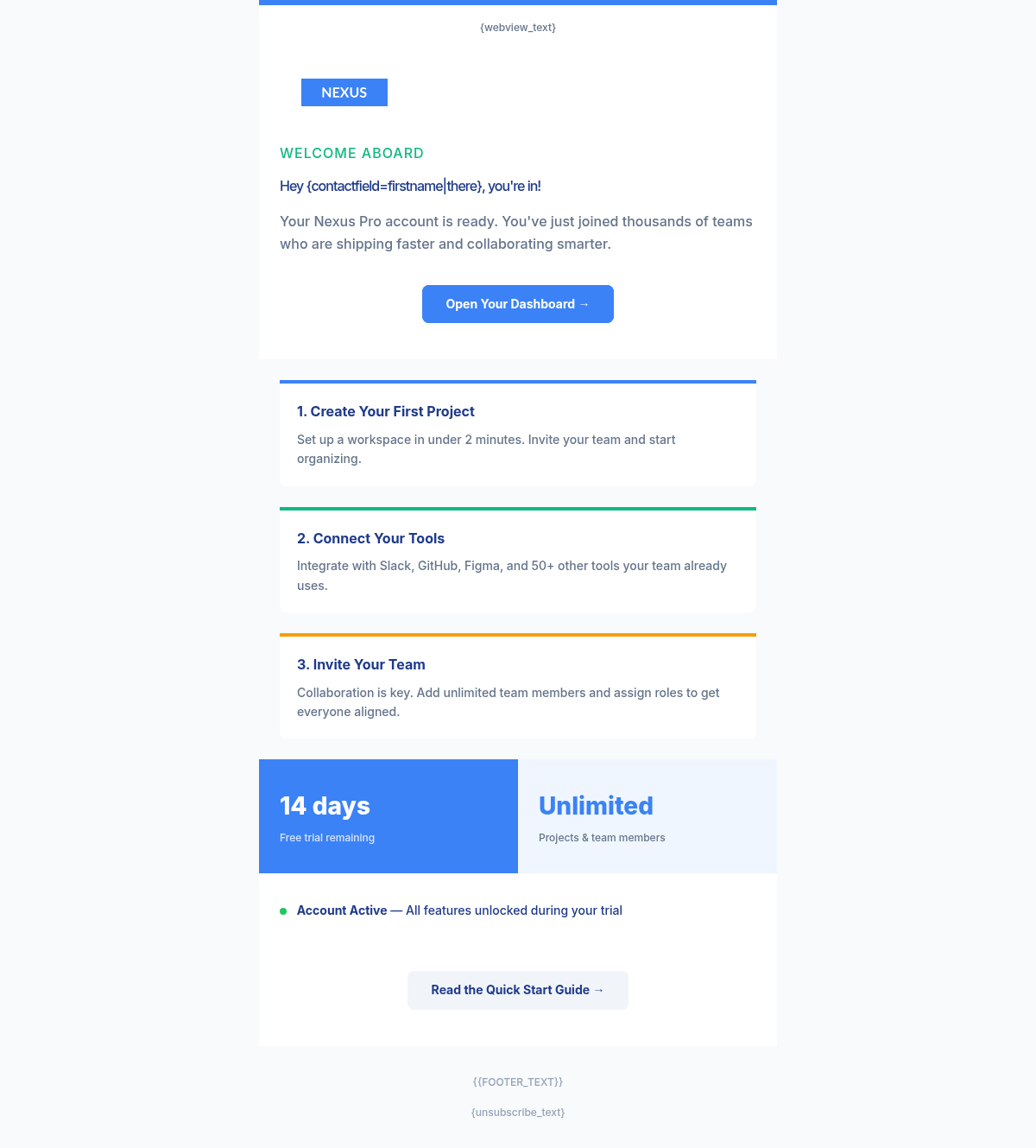 Nexus Pro Welcome - Email Template