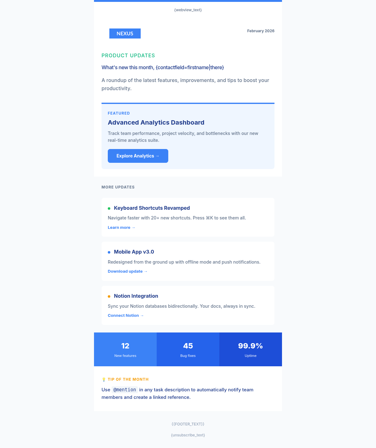 Nexus Pro Newsletter - Email Template