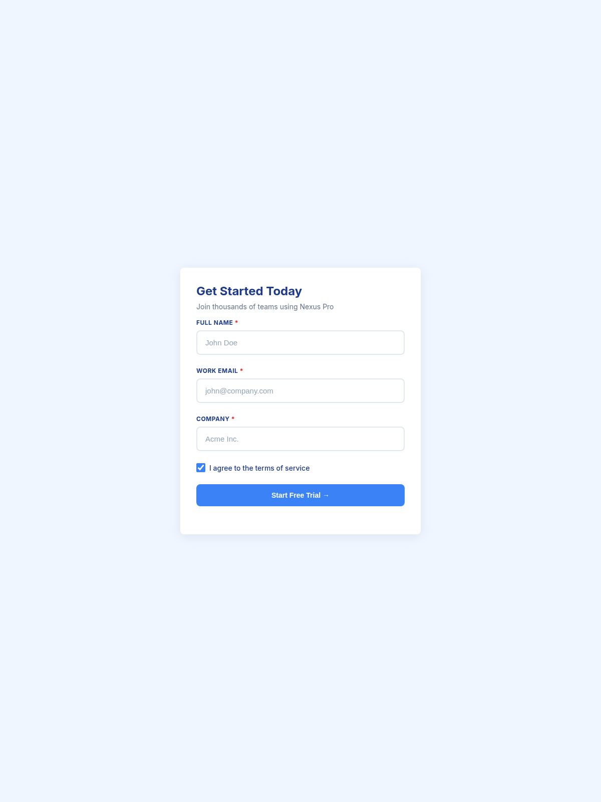 Nexus Pro Form